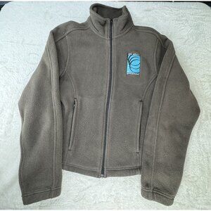 Port Authority Women's Fleece Jacket Brown Full Zip Up Mock Neck Pockets XS AKC